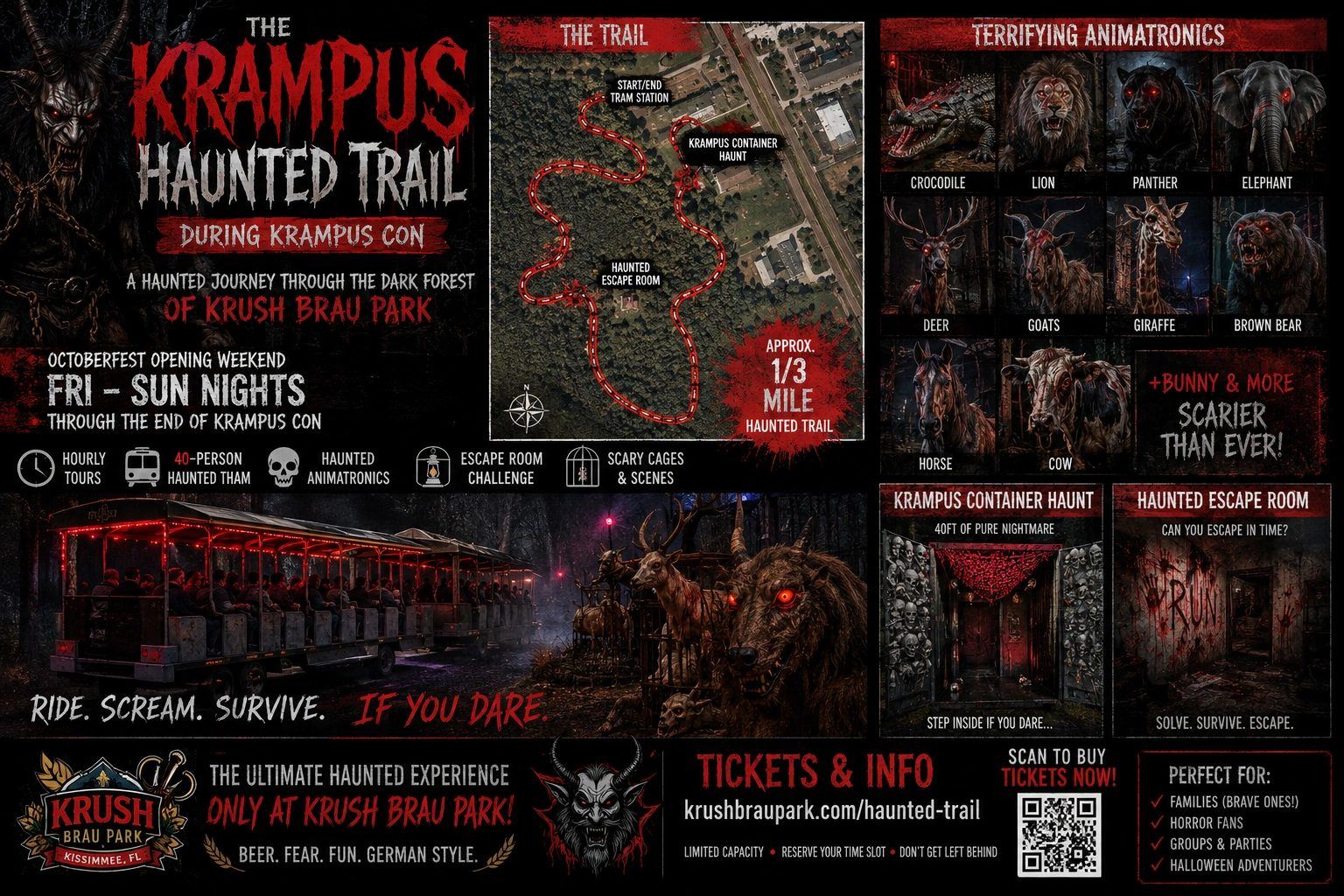 Krampus Haunted Trail at Krush Brau Park, Portal Immersion Center, Kissimmee FL